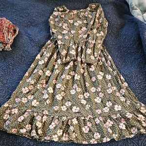 Floral Green Kids Dress